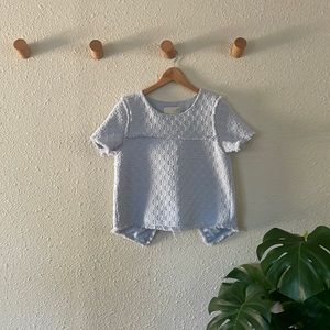 Baby blue modern tweed blouse. Size M. Brand JOA.